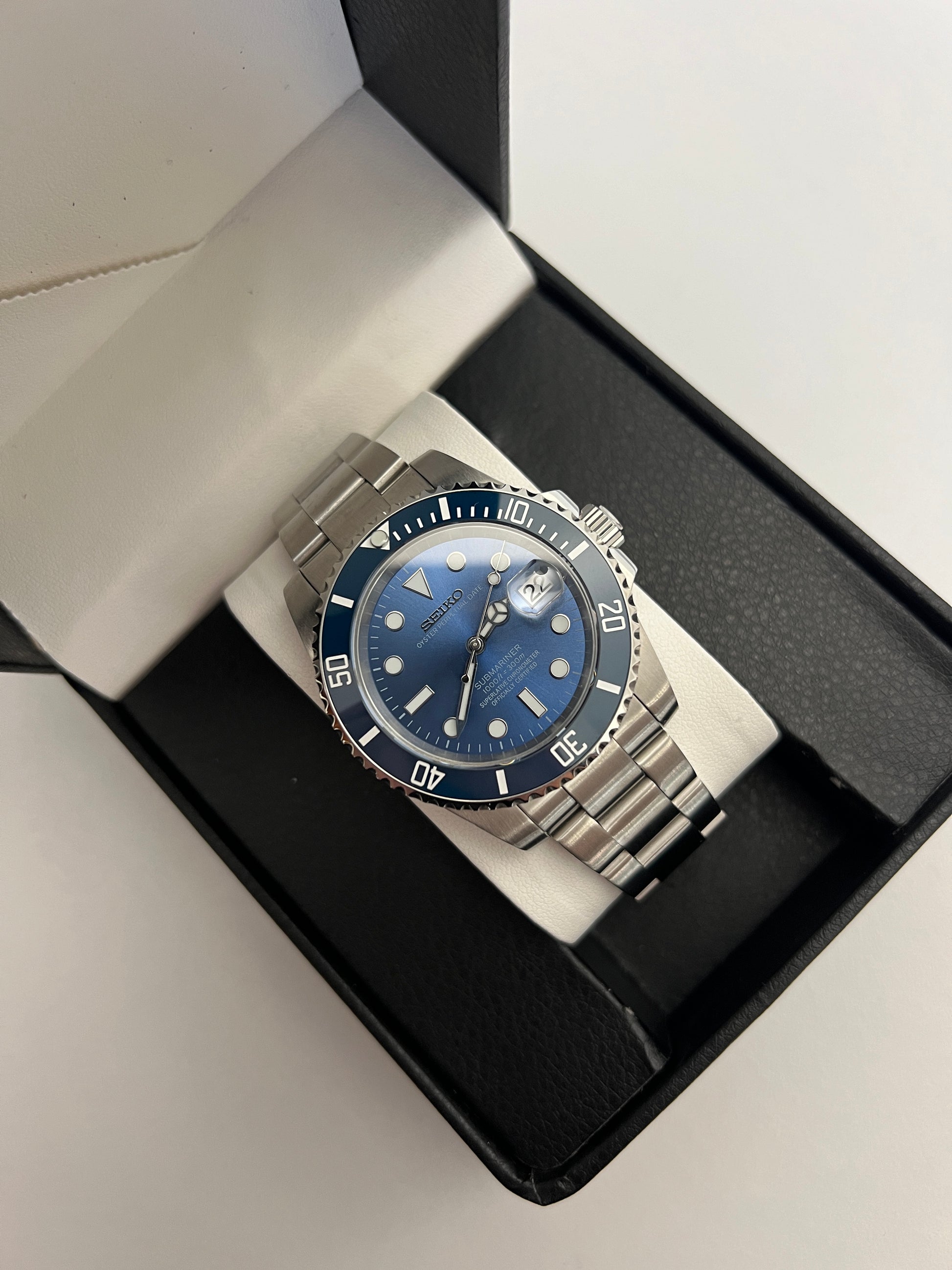 Seiko mod Submariner Blue
