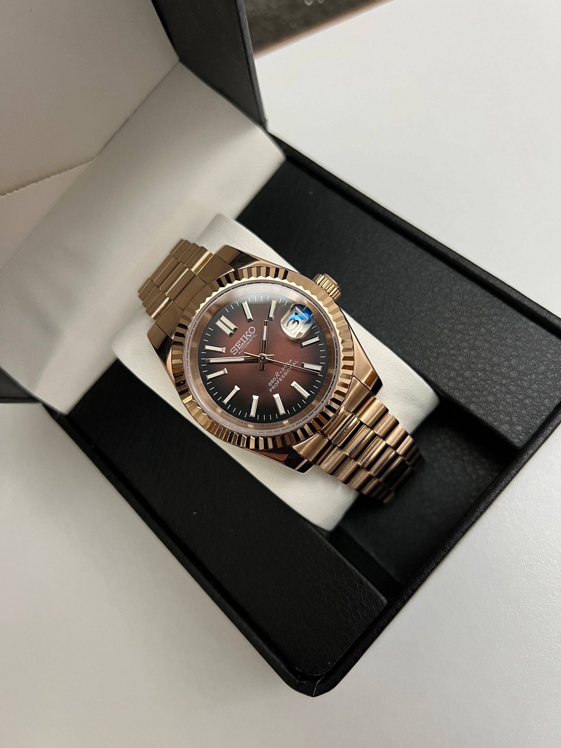 Seiko Mod Date Just Rose Gold Chocolate