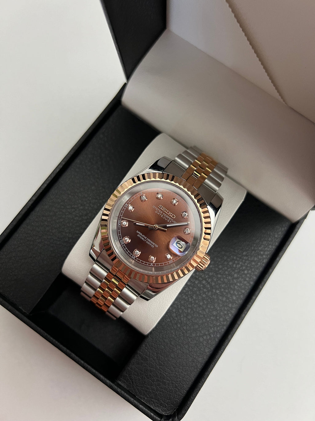 Seiko Mod Date Just Two Tone Chocolate – automatski sat, 40mm i 36mm