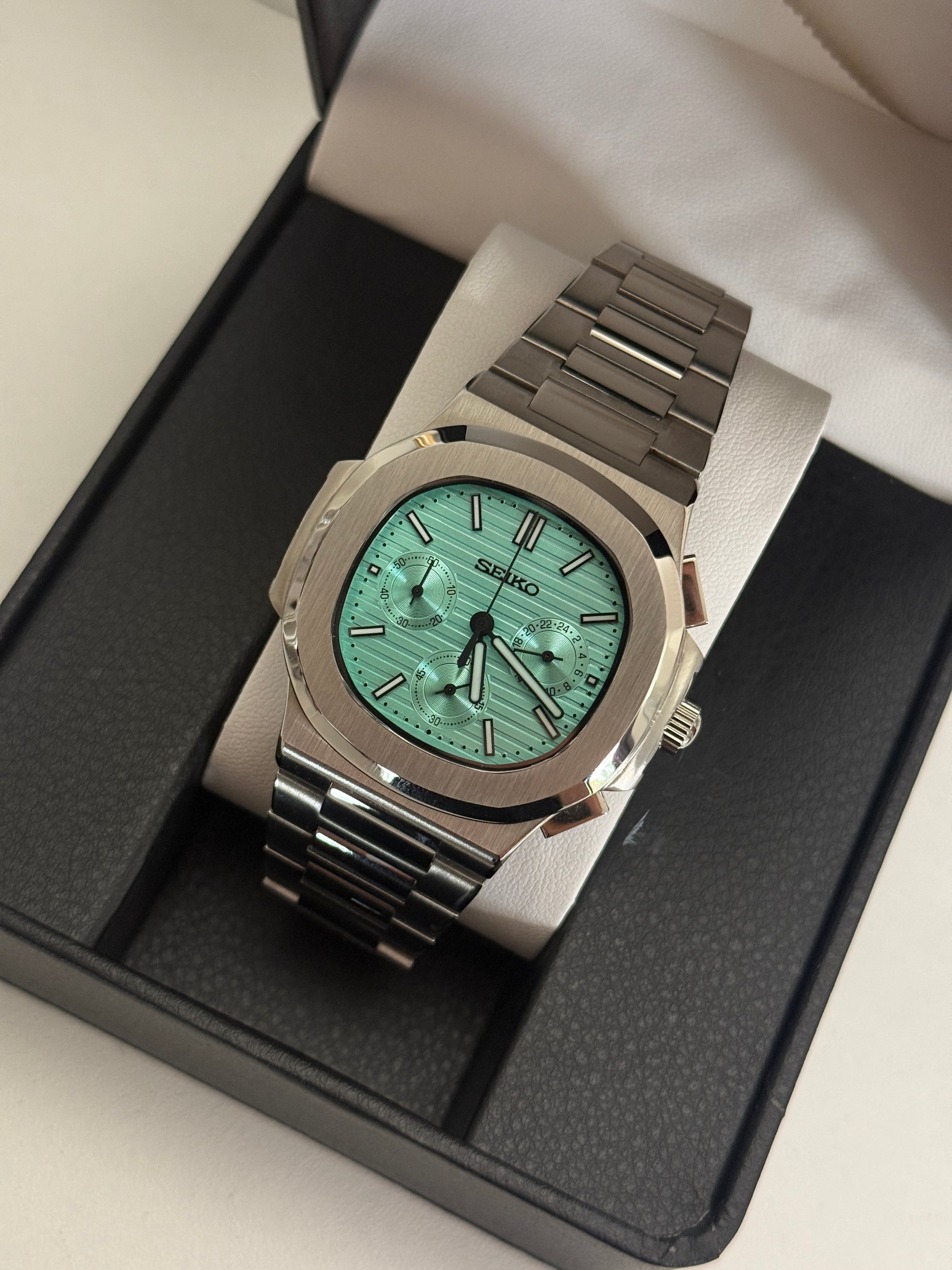 Seiko Mod Nautilus Blue