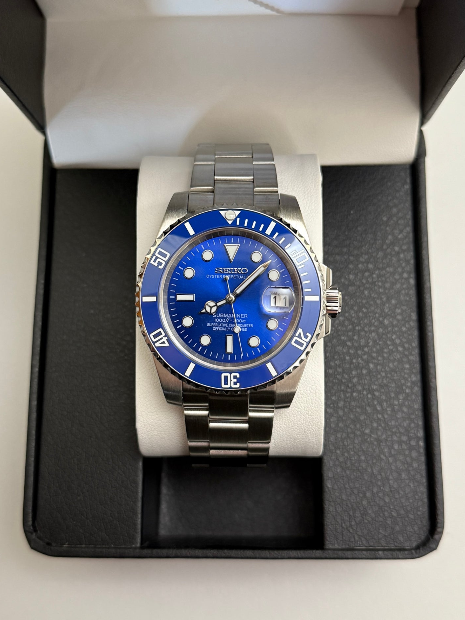 Seiko Mod submariner blue