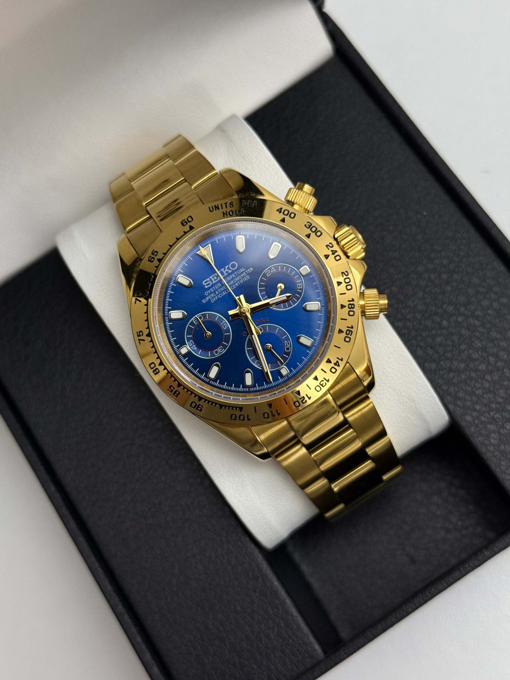 Seiko Mod Daytona Gold Blue