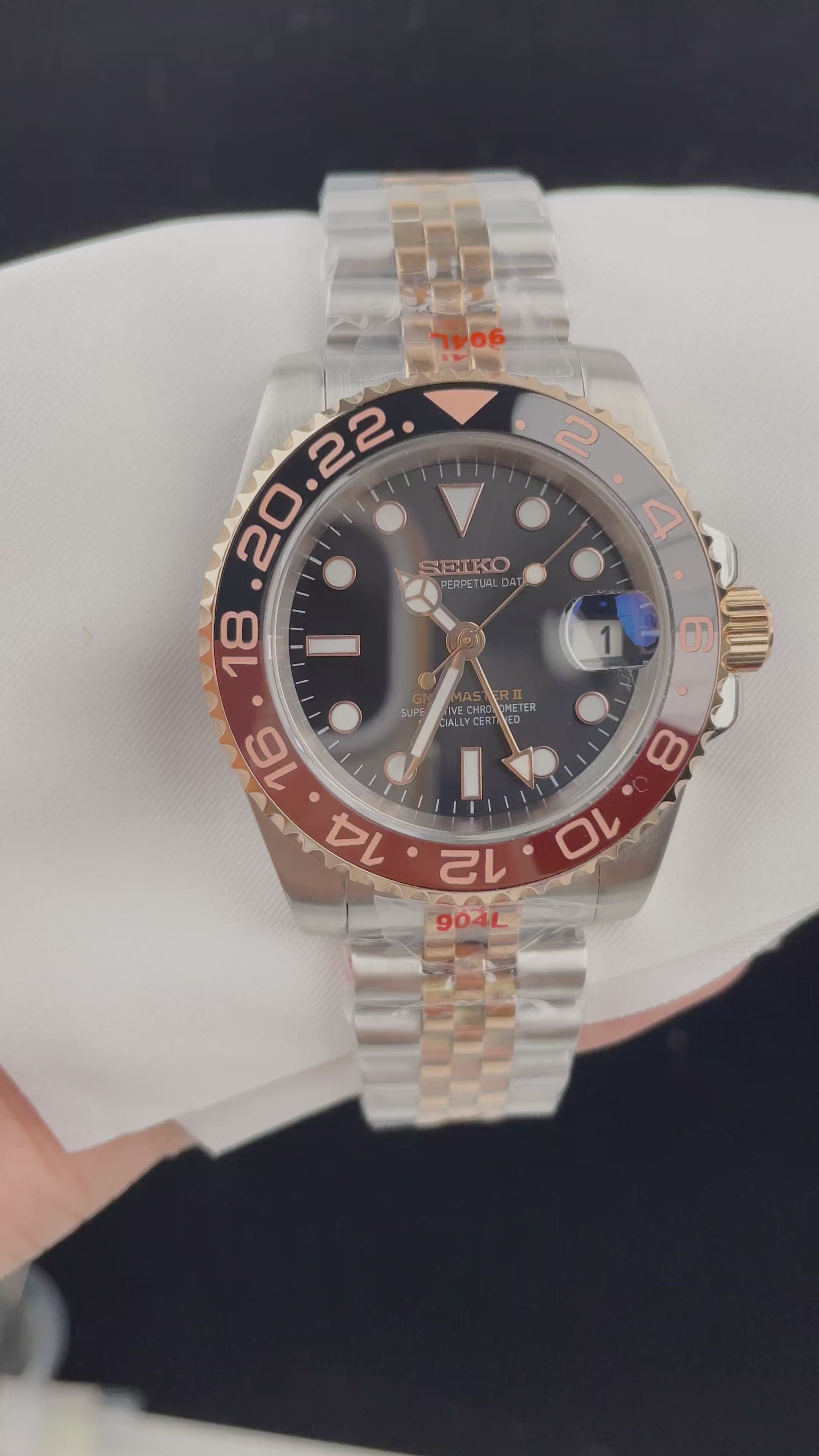 Seiko Mod GMT Rootbeer – automatski GMT sat, 40mm