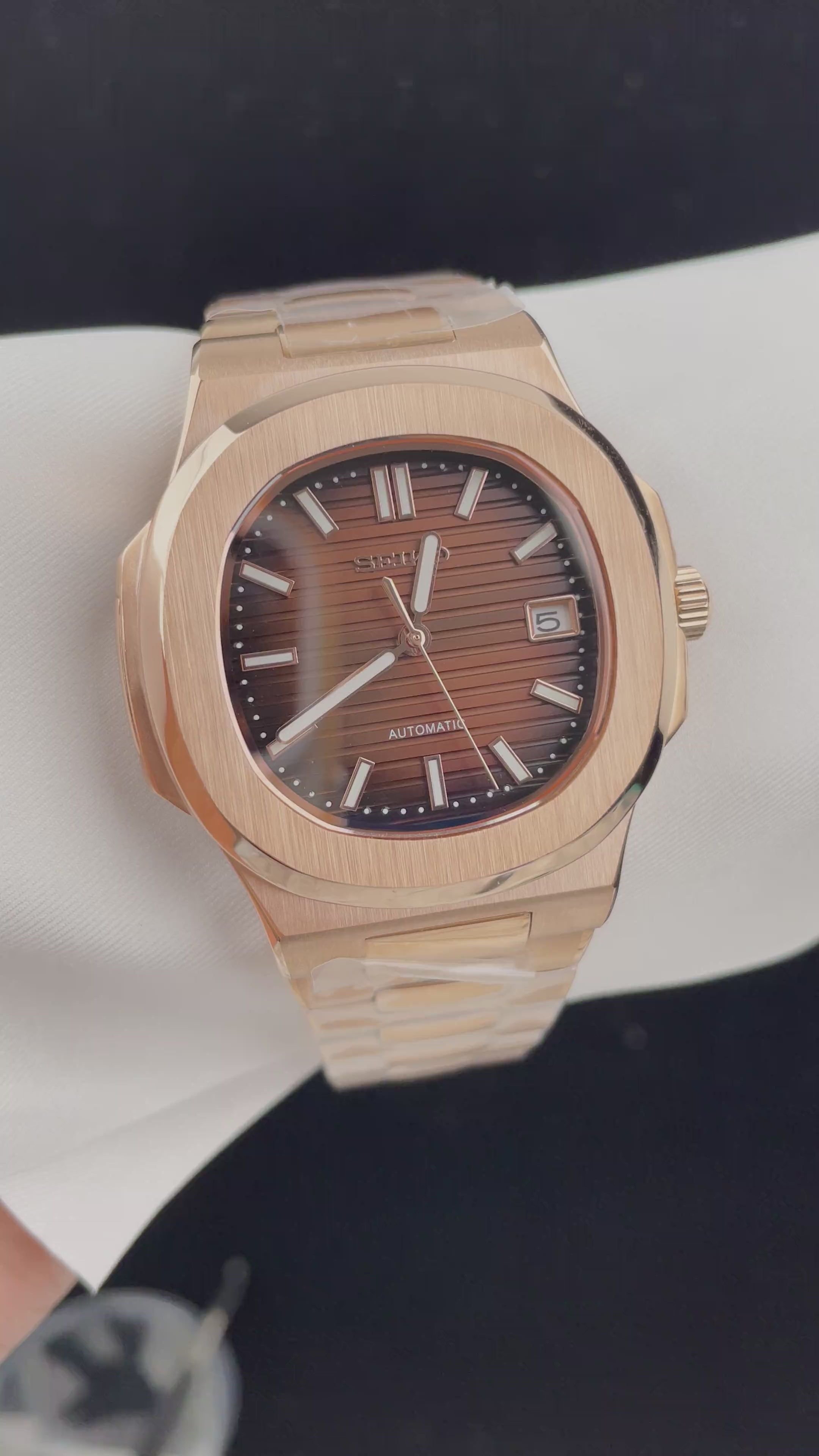 Seiko Mod Nautilus Rose Gold