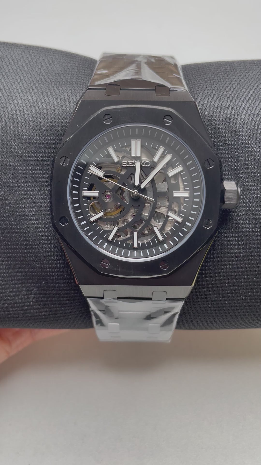 Seiko Mod Royal Oak Skeleton Black
