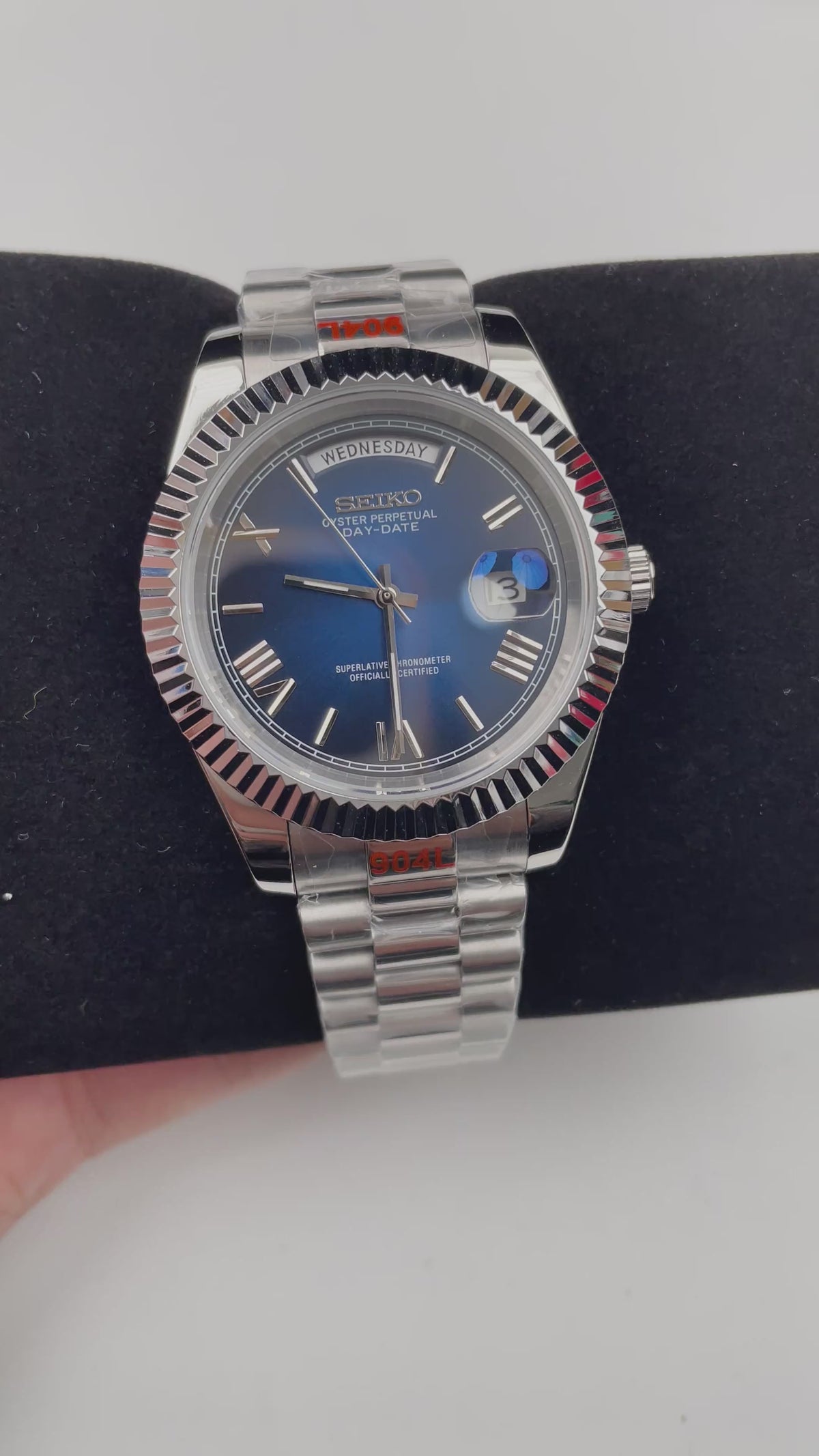Seiko Mod Miyota Date Day Blue – automatski Day-Date sat, 40mm