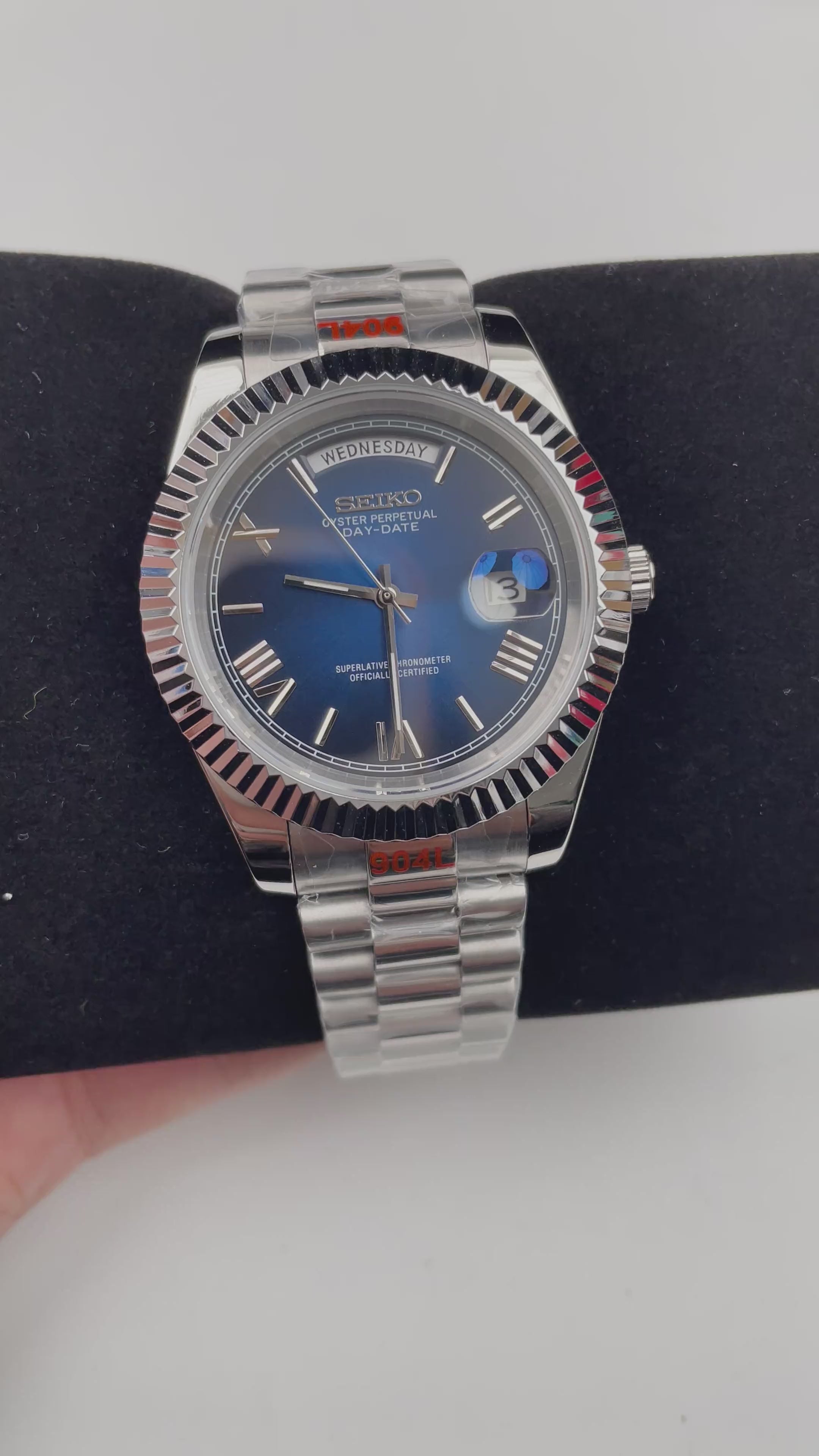 Seiko Mod Miyota Date Day Blue – automatski Day-Date sat, 40mm
