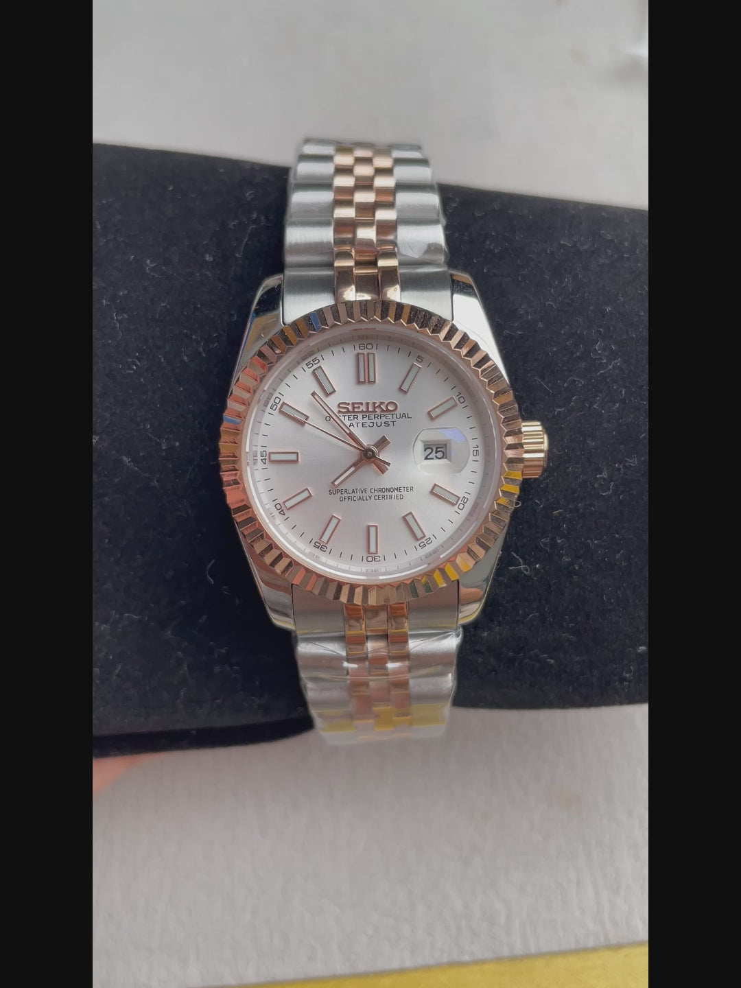 Seiko Mod Date Just Two Tone Rose Gold – automatski sat, 31mm