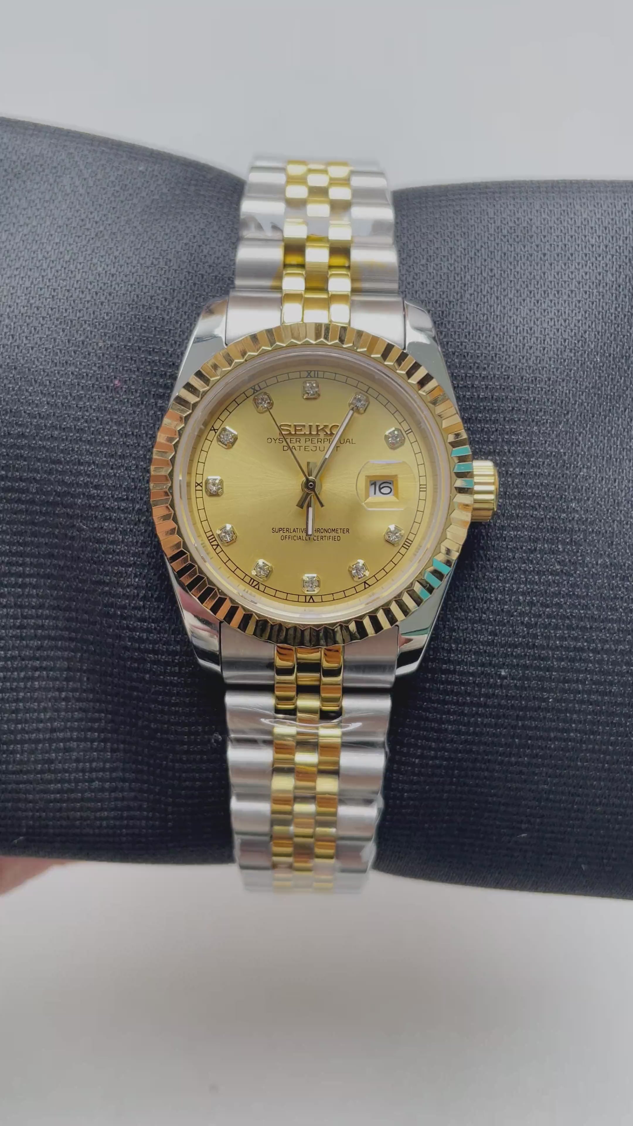 Seiko Mod Date Just Two Tone Gold
