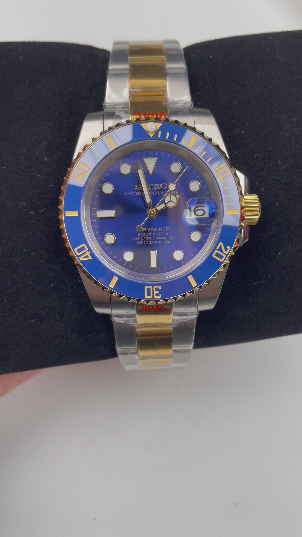 Seiko Mod Submariner Smurf – automatski sat, 40mm